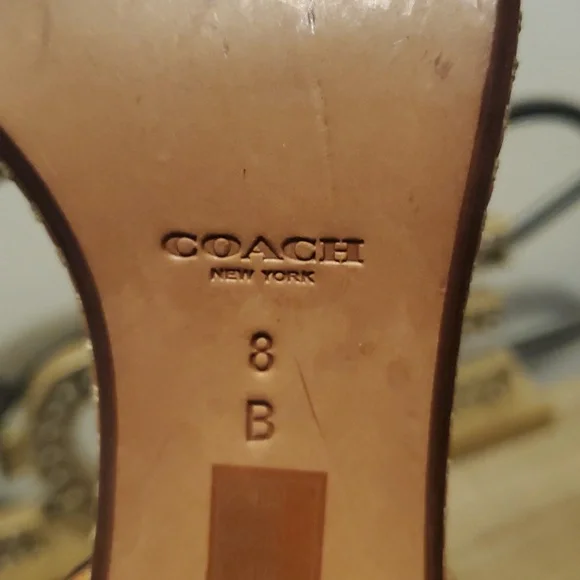 COACH Pexton White Tan Brown Block Heel Ankle Strap Sandals Women's Sz 8, Boho - Picture 10 of 12